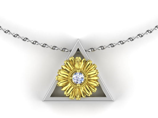 April-Triangle Symbol- Gold Daisy Birth Flower-Diamond Birth Stone