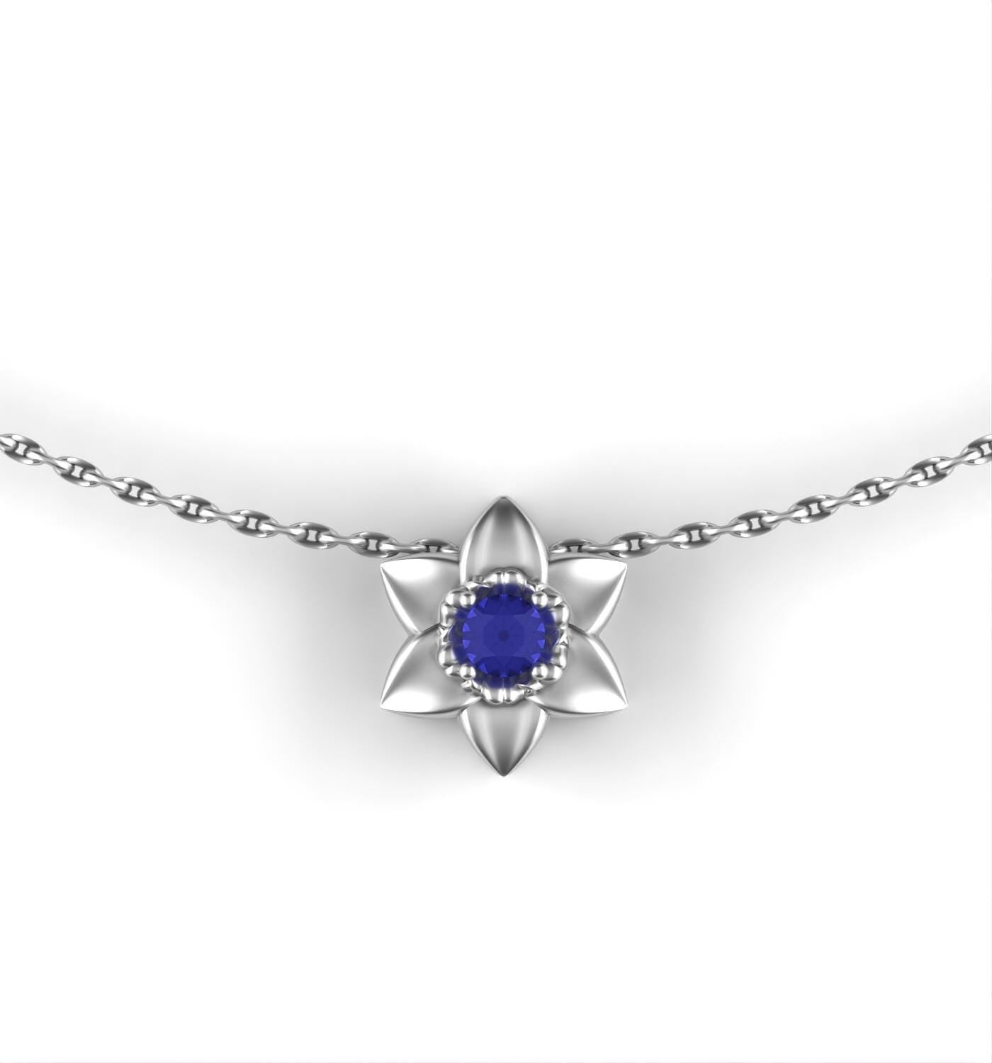 December - Narcissus Birth Flower Necklace - Tanzanite - Zircon - Birthstone