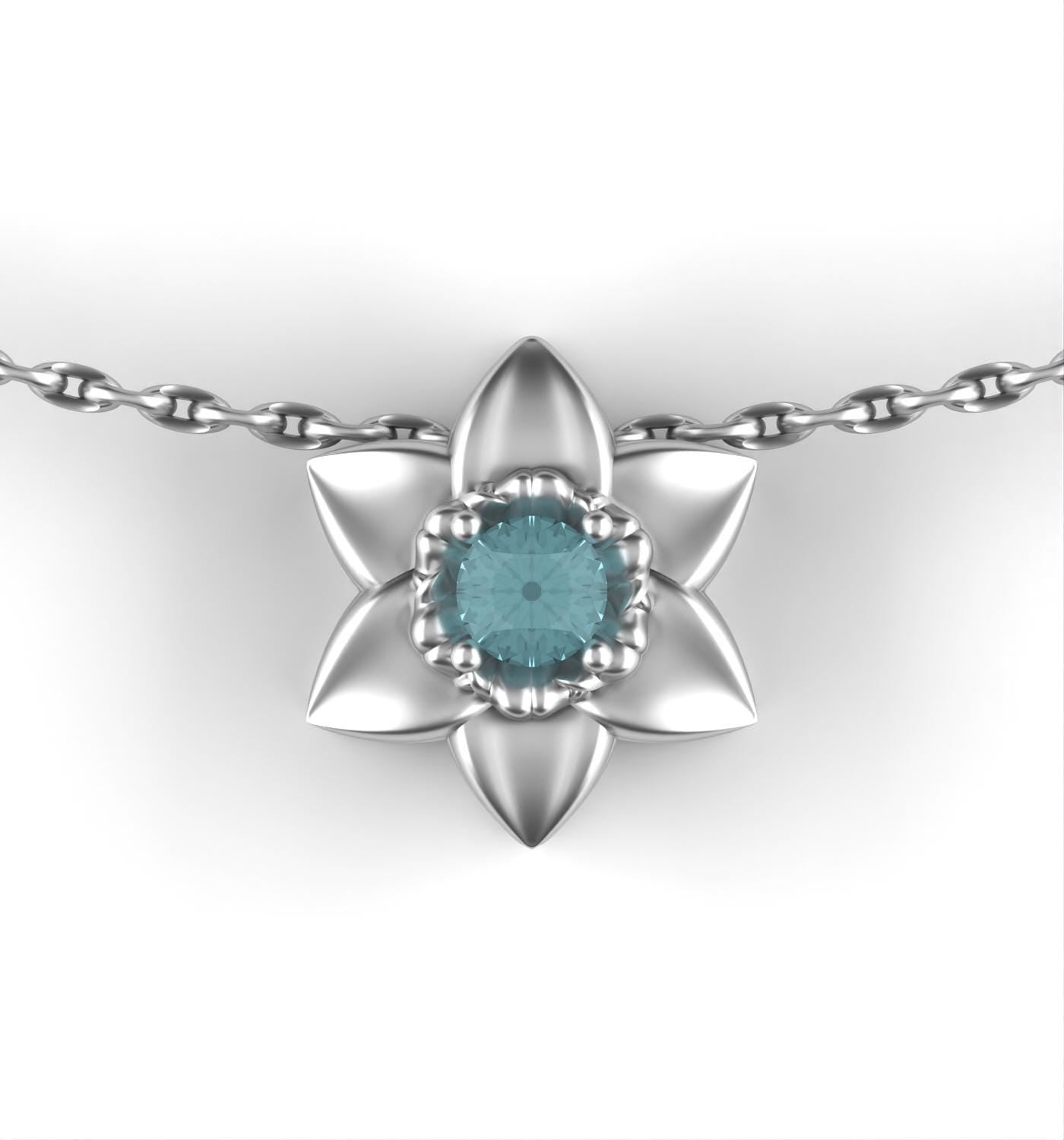 December - Narcissus Birth Flower Necklace - Tanzanite - Zircon - Birthstone