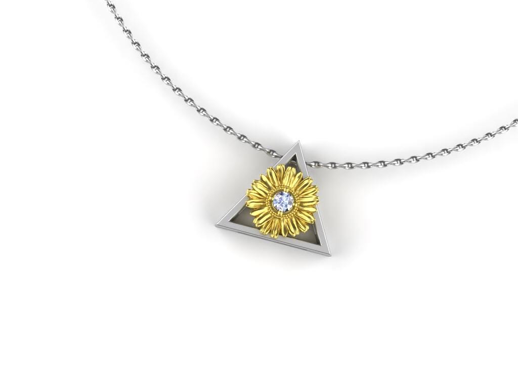 April-Triangle Symbol- Gold Daisy Birth Flower-Diamond Birth Stone