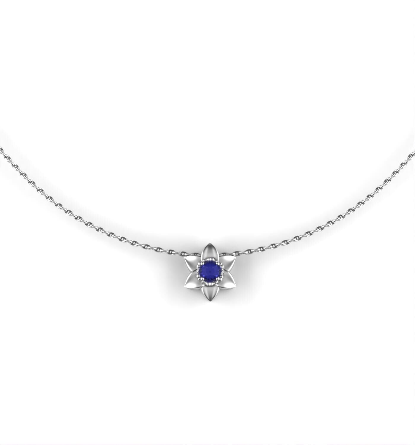 December - Narcissus Birth Flower Necklace - Tanzanite - Zircon - Birthstone