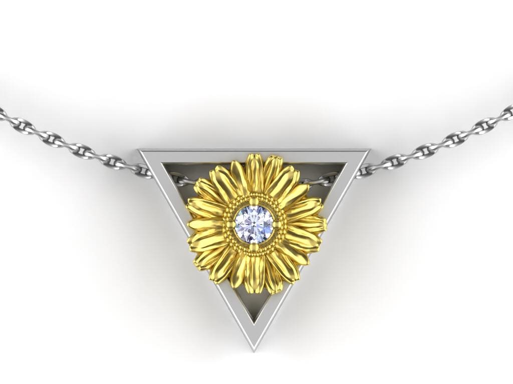 April-Triangle Symbol- Gold Daisy Birth Flower-Diamond Birth Stone